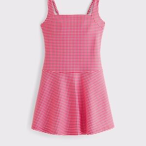 Abercrombie & Fitch YPB sculptLUX drop-waist Red Gingham Mini Dress